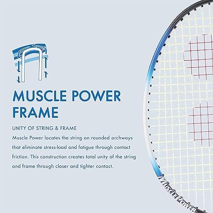 YONEX Muscle Power 22LT Carbon Graphite Strung Badminton Racket with Full Racket Cover BlackBlue for Intermediate Players 83 Grams Maximum String Tension 30lbs